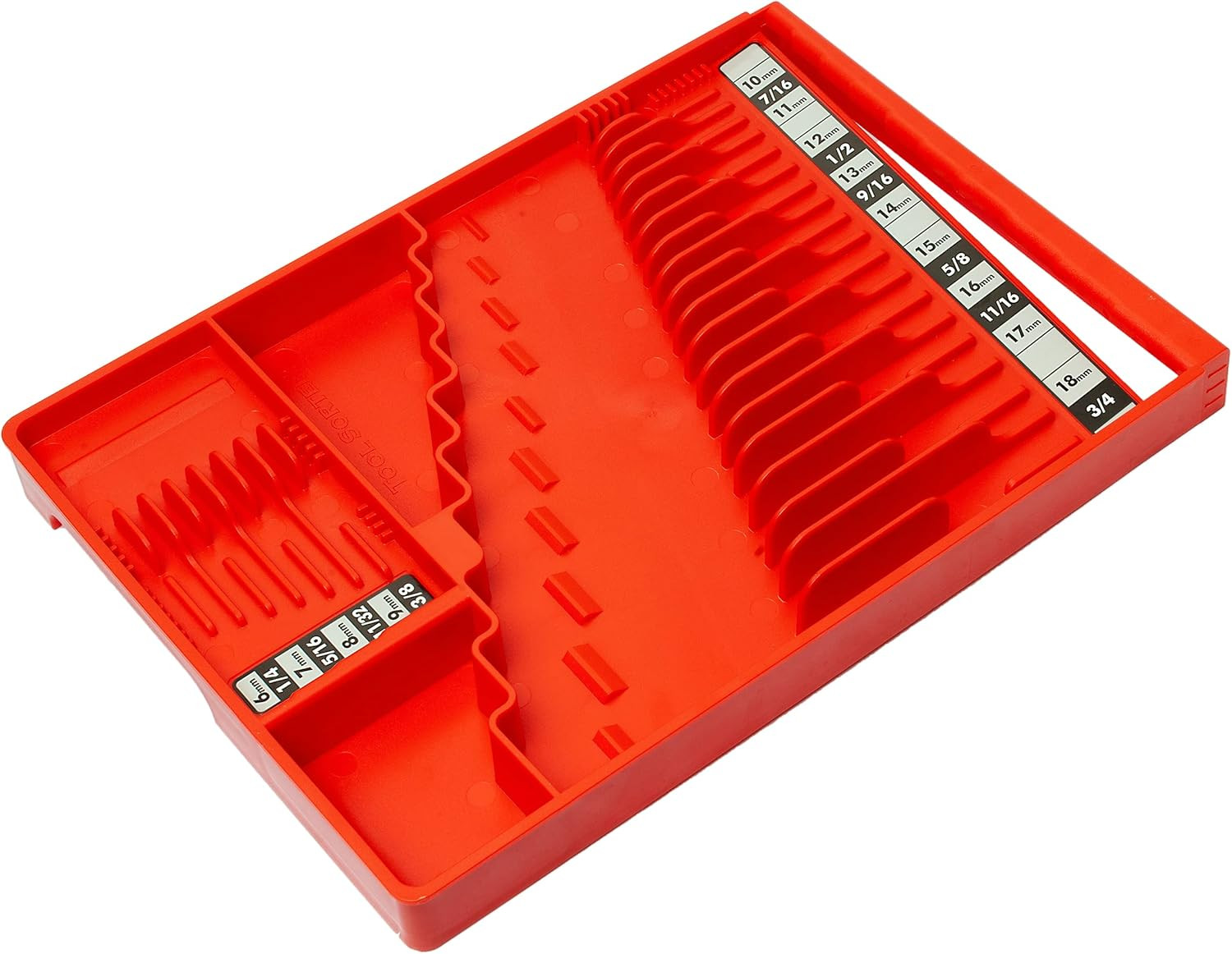 Premium Red Wrench Organizer Tool Sorter Stores Up To 28 Wrenches Durable Design