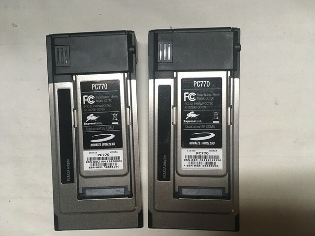 lot of 2 Verizon Wireless PC Cards PC770 for laptop pulled from working system