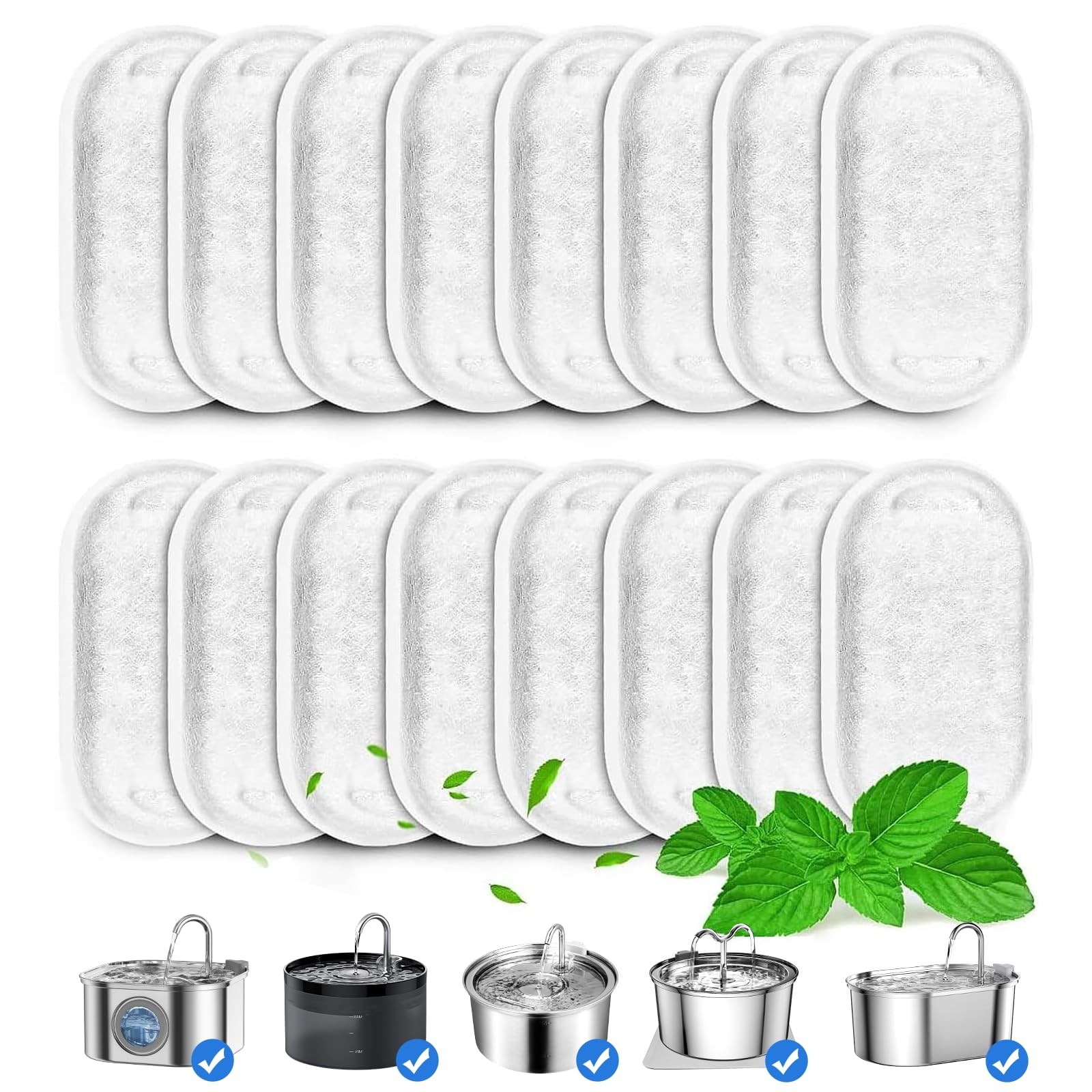 VinDox 16 Pack Replacement Filters for 16 Packs Filters, White