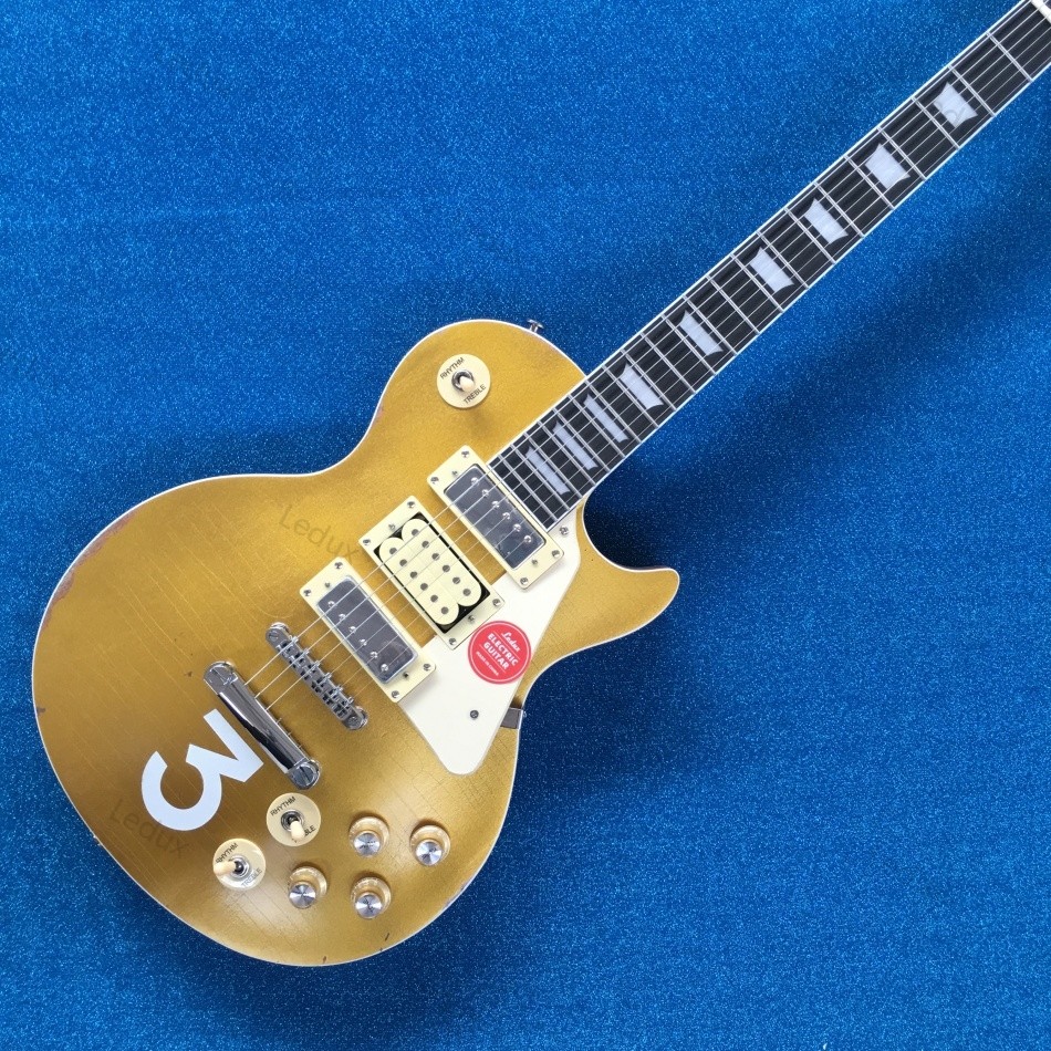 50s lp Electric Guitar Gold top 22 Frets Mahogany Body maple neck number3 fast