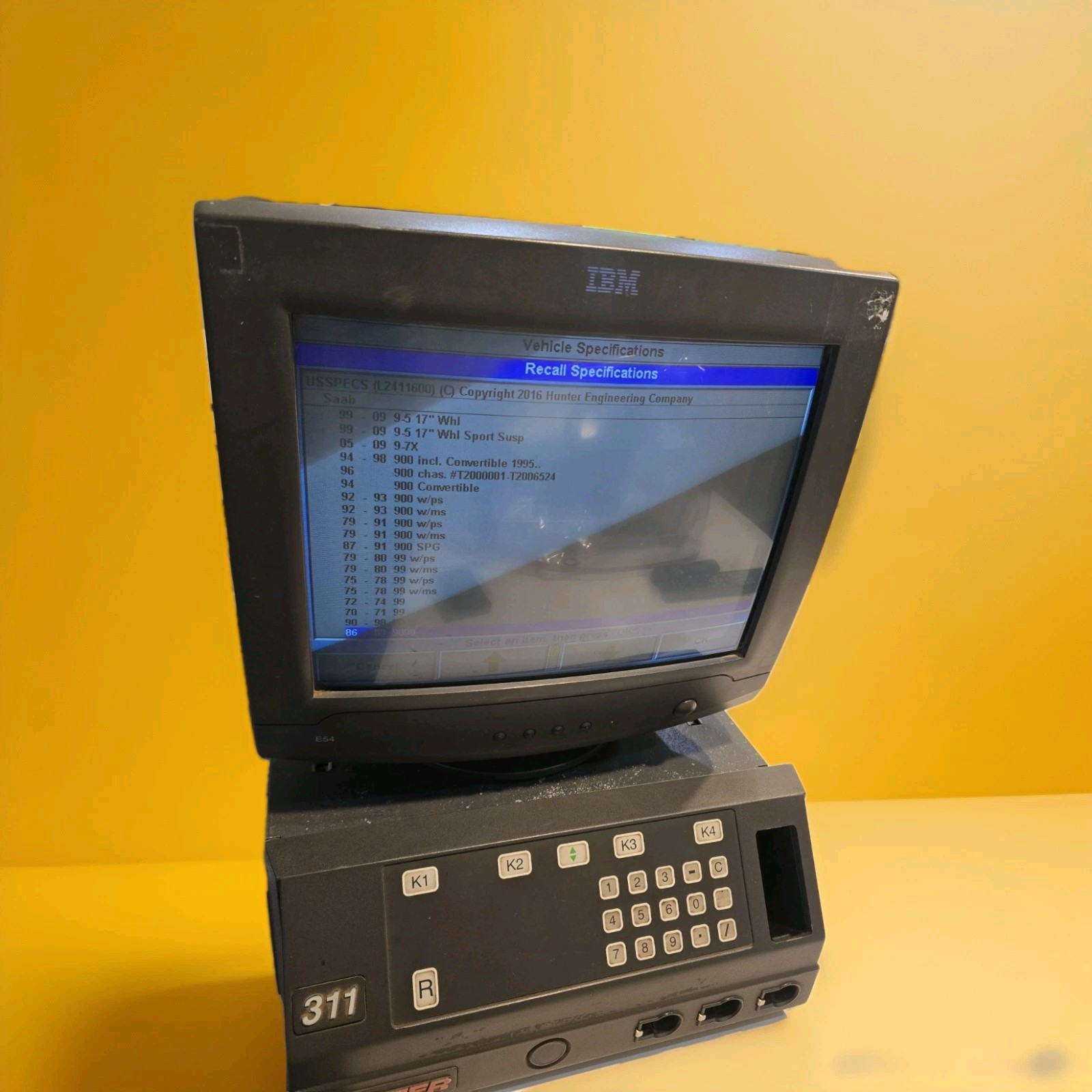 Hunter 311 Wheel Aligner Console IBM CRT Remote 2016 Software Tested Rare Legacy