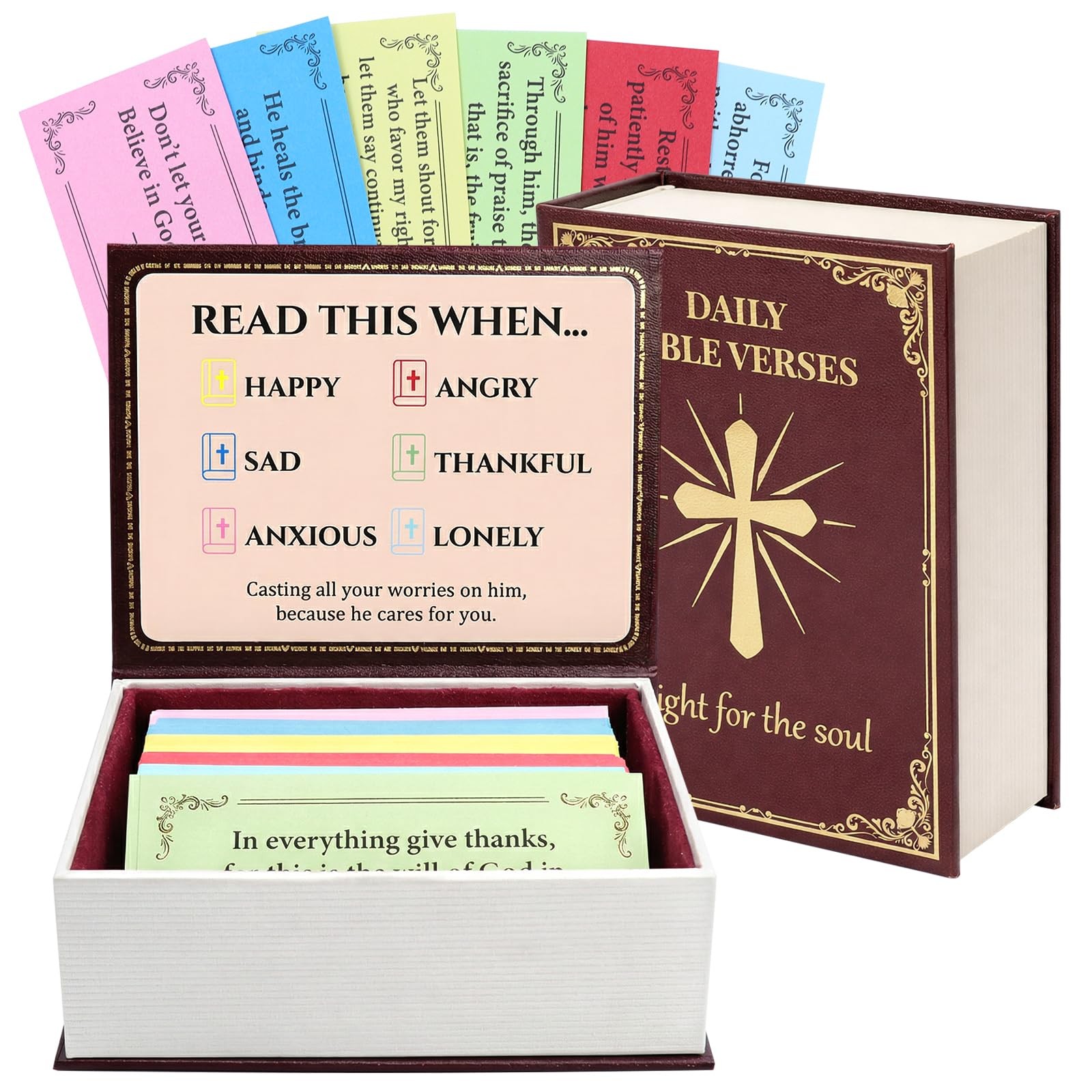 GrowCube Bible Verse Box – 120 Color Coded Bible Verse Daily Bible Verse Card...