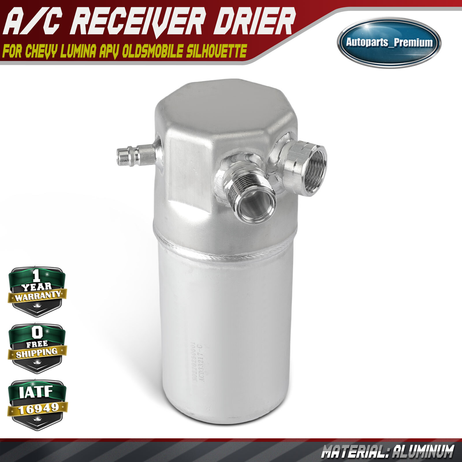 Aluminum A/C Receiver Drier for Chevrolet Lumina APV Oldsmobile Silhouette 1996