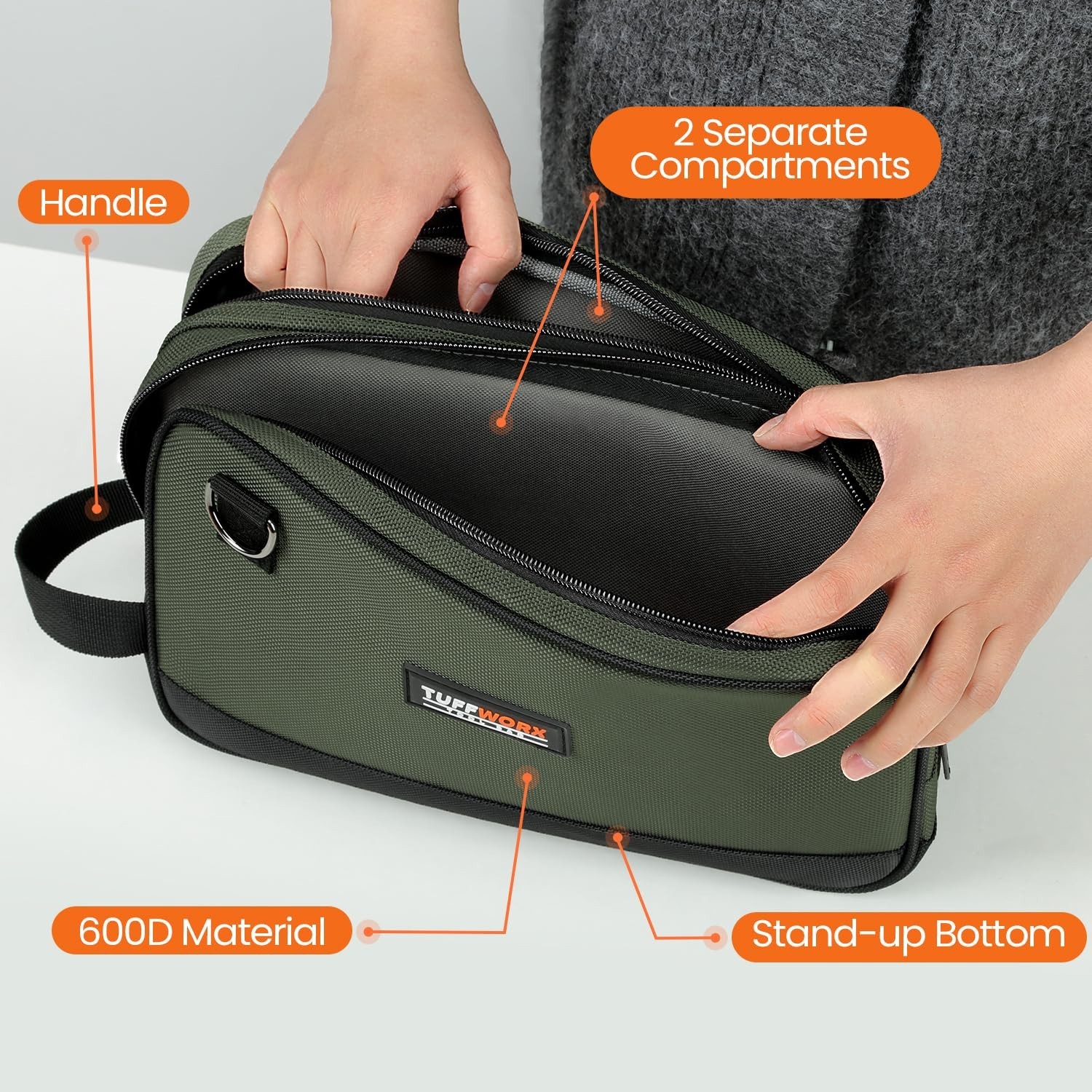 Tool Bag, Dual Compartment Storage Pouch (Gray) Gray