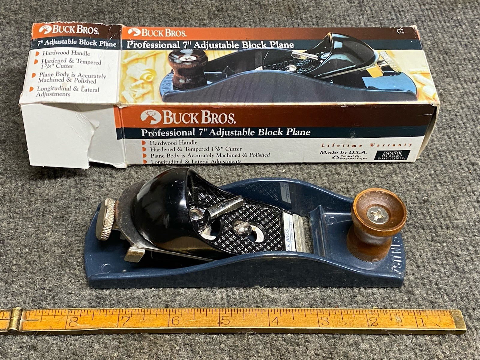 New Buck Bros USA Professional 7” Adjustable Block Plane NIB