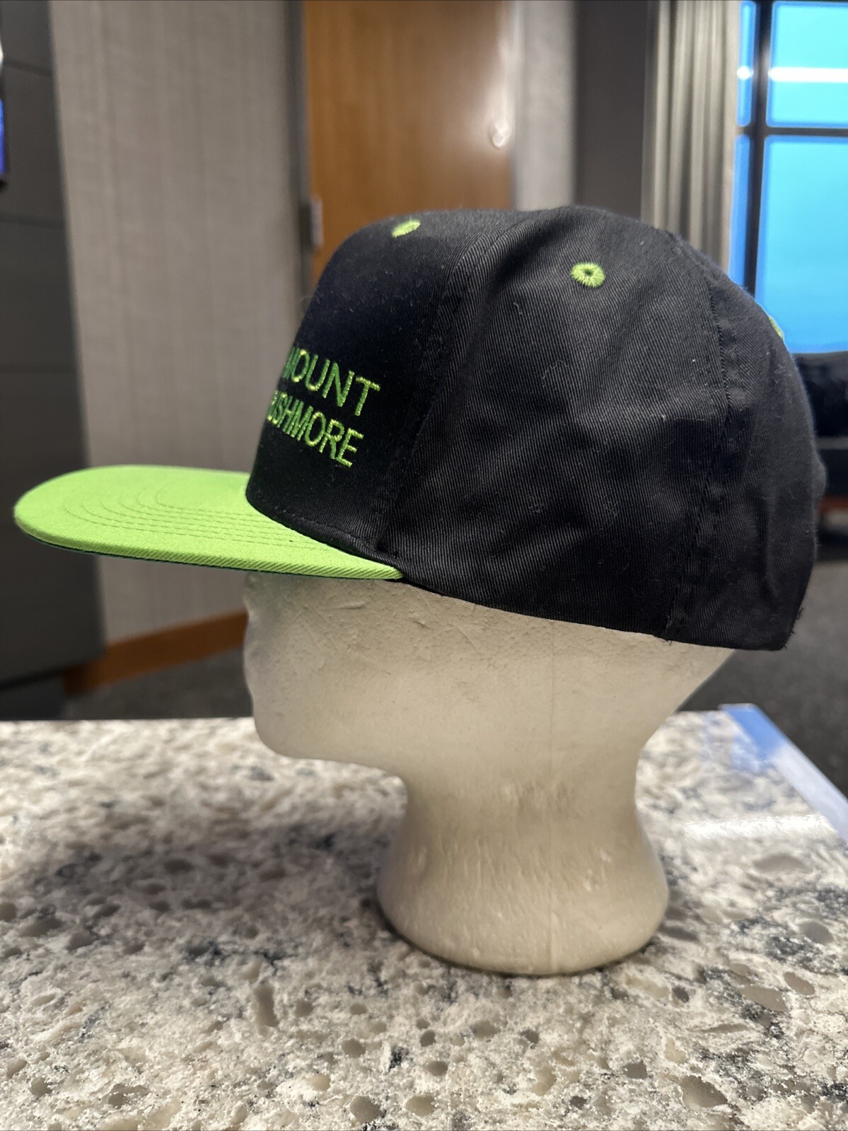 Mount Rushmore SD Lime Green and Black Hat Cap Snapback EUC