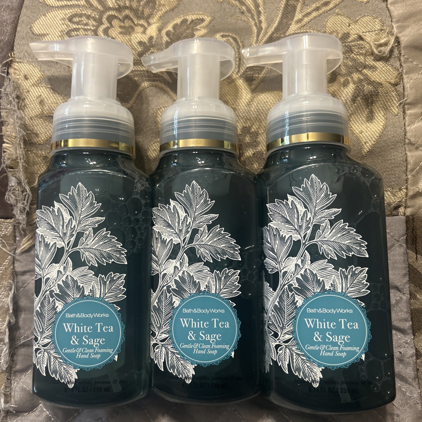 3 x Bath & Body Works WHITE TEA SAGE Gentle Foaming Hand Soap NEW