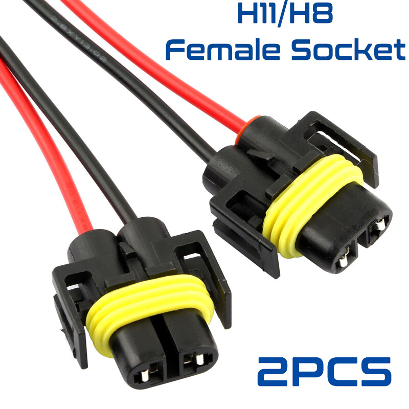 2x H11 Female Connector Harness Wire Pigtail for Headlight Low Beam Halogen Bulb