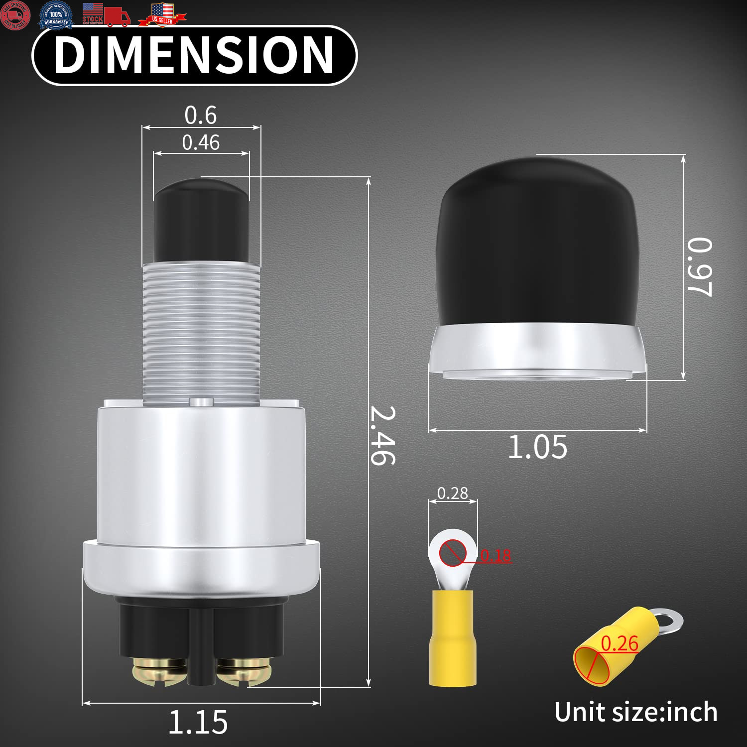 Daiertek Push Button Starter Switch 12V / 24V Waterproof Push Start Button