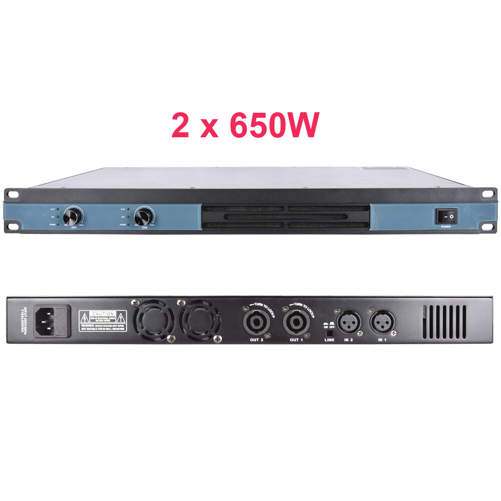 2 Channel x 650W Digital Power Amplifier 2600W PEAK Output High Power AMP 1U