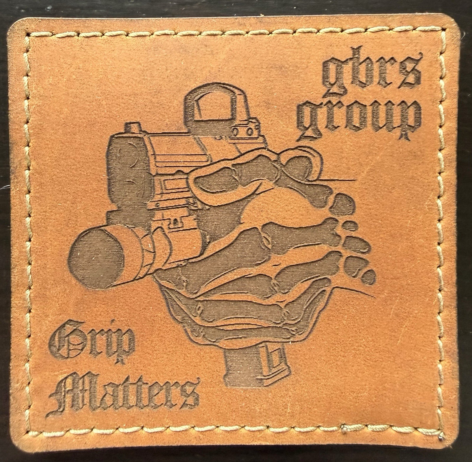 GBRS Group x Bald Bros. "Grip Matters" Tan Leather Variant Patch