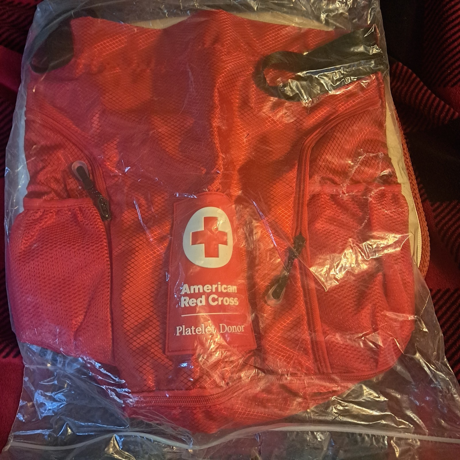 NEW Red Cross Platelet Donor DRY Drawstring Backpack 8 pocket Wet bag