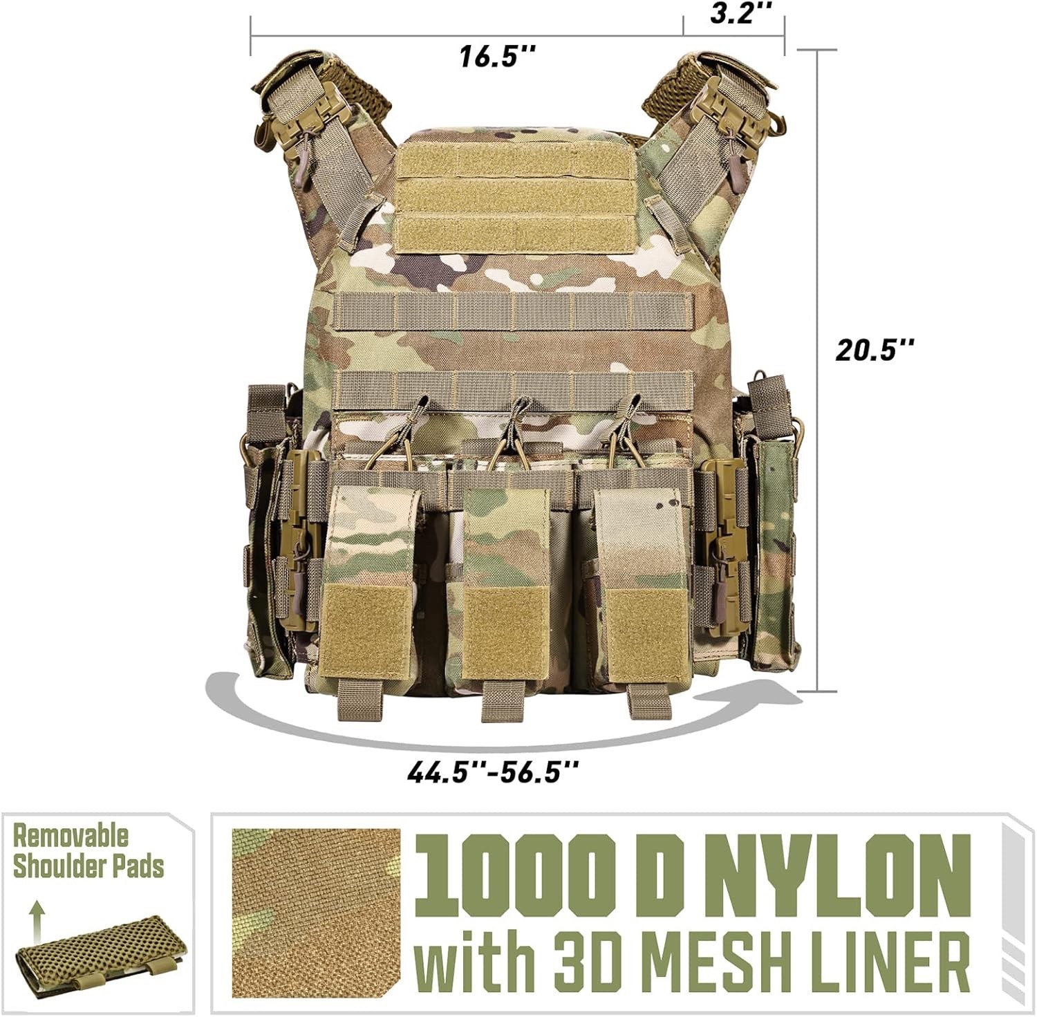 GFIRE Tactical Vest - Airsoft Lightweight Modular 3D Breathable Quick Release Ve