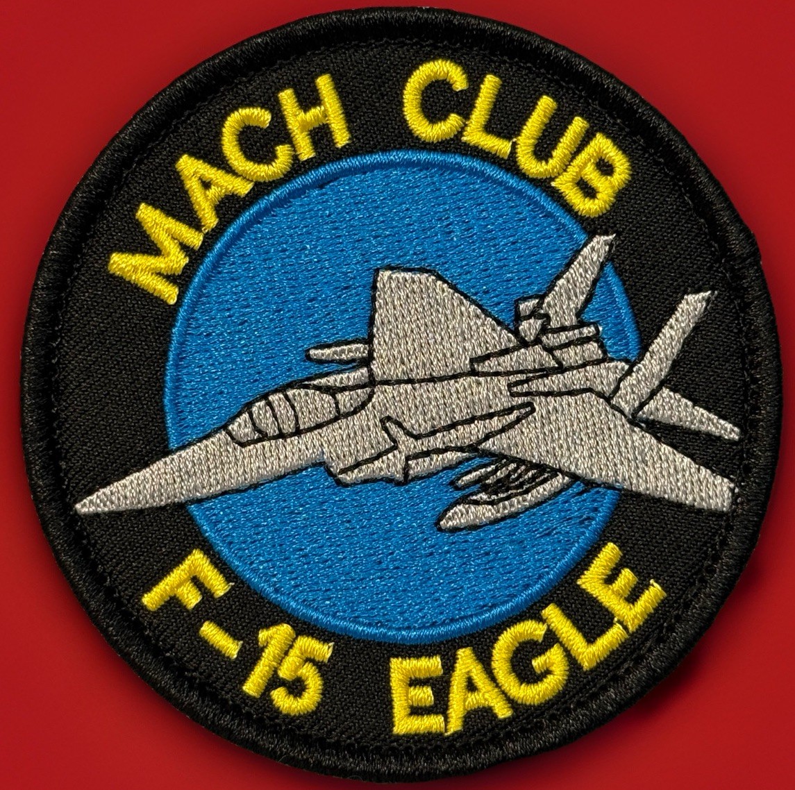 4" NAVY F-15 EAGLE MACH CLUB ROUND MILITARY EMBROIDERED JACKET Hook Loop PATCH