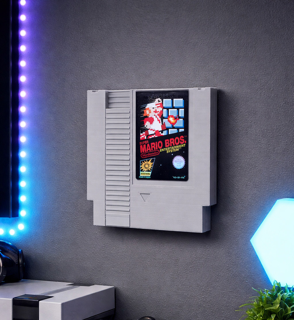 Retro Nintendo Cartridge Wall Art – Super Mario Bros.  3D Printed PLA - 8x8 Inch