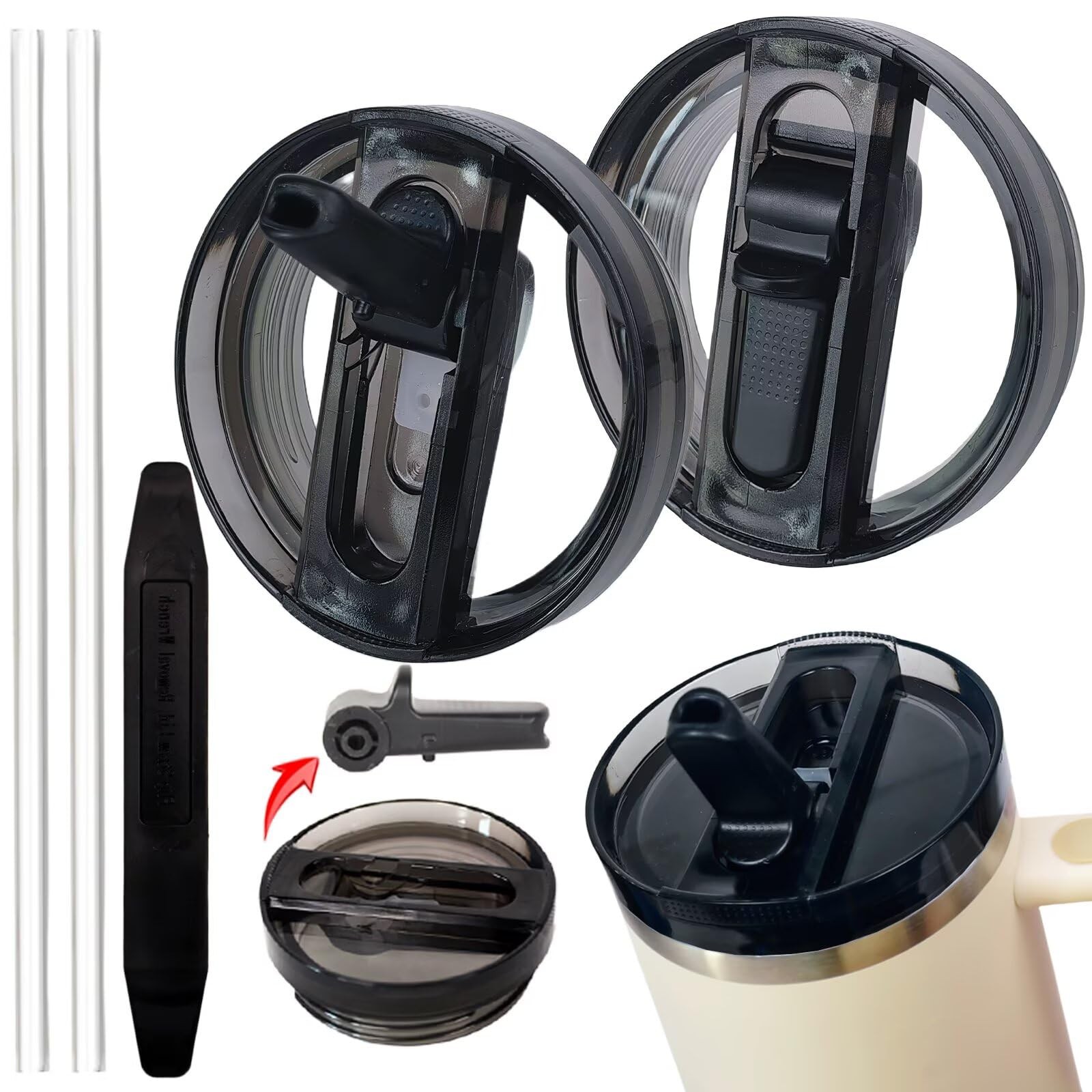 2 Pack Leak Proof 30 oz Flip Straw Lid for Stanley Quencher ProTour