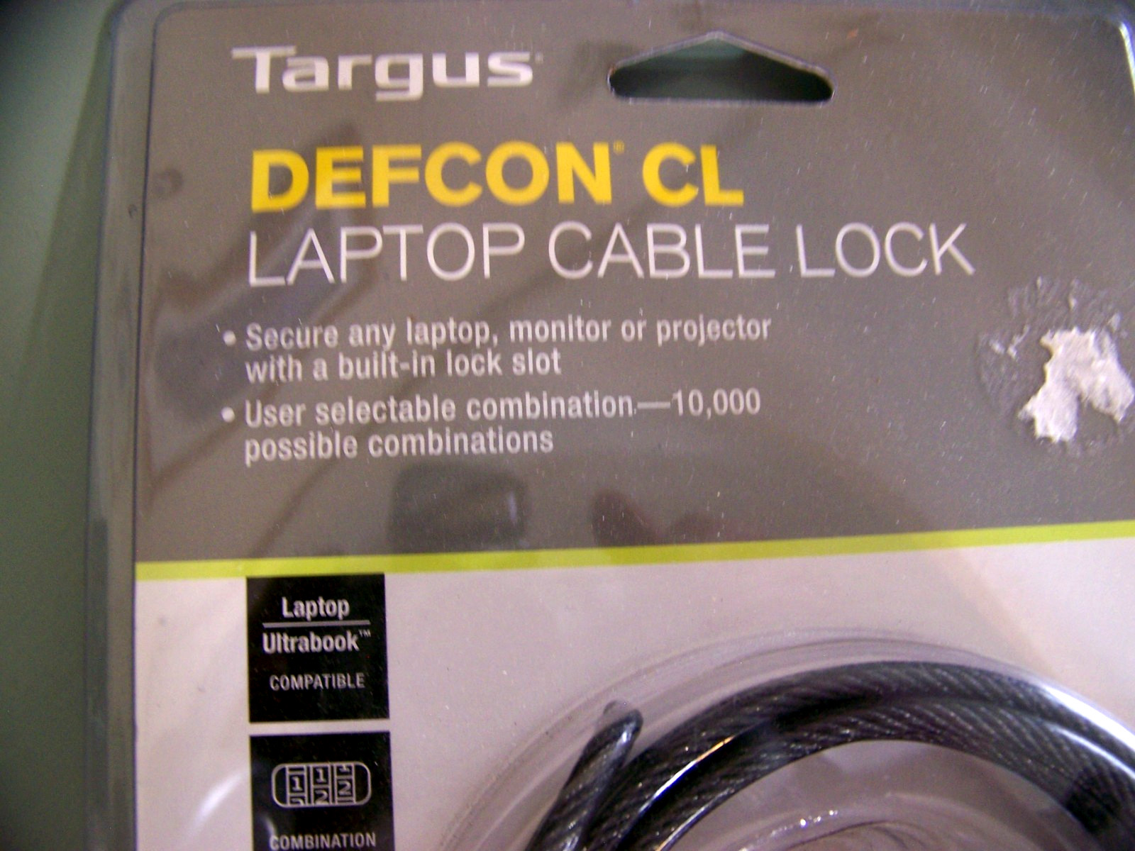 LAPTOP COMBINATION CABLE LOCK TARGUS DEFCON CL - NEW