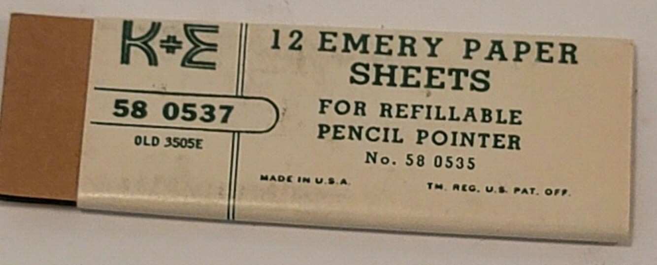 K&E Emery Paper Sheets for Fillable Pencil Pointer No. 58 0537 NOS