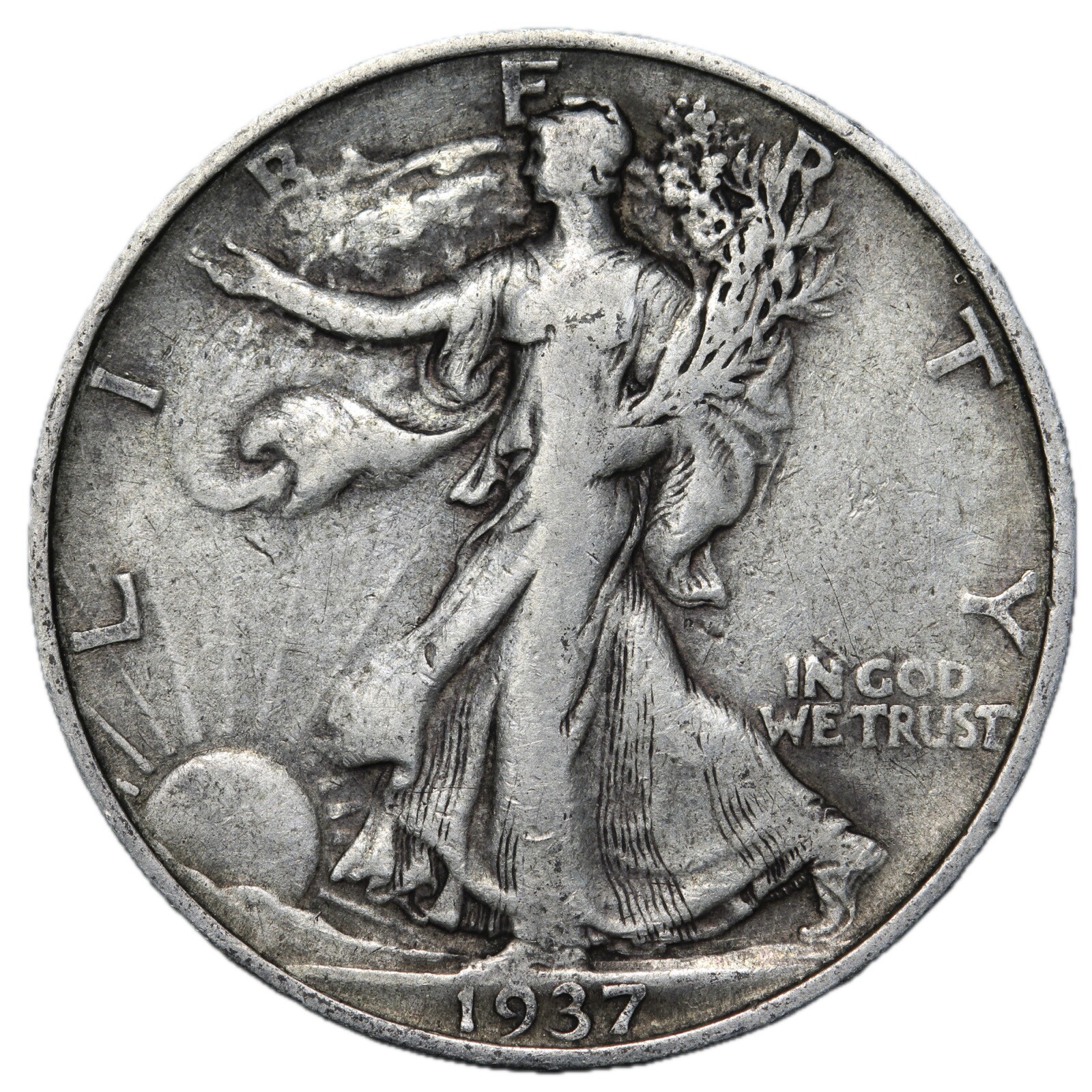 1937-S Walking Liberty Half Dollar In VF/VF+ Condition