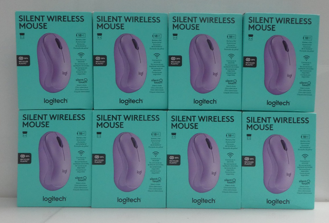 Lot of 8 Logitech Silent Wireless Mouse Purple 910-007483