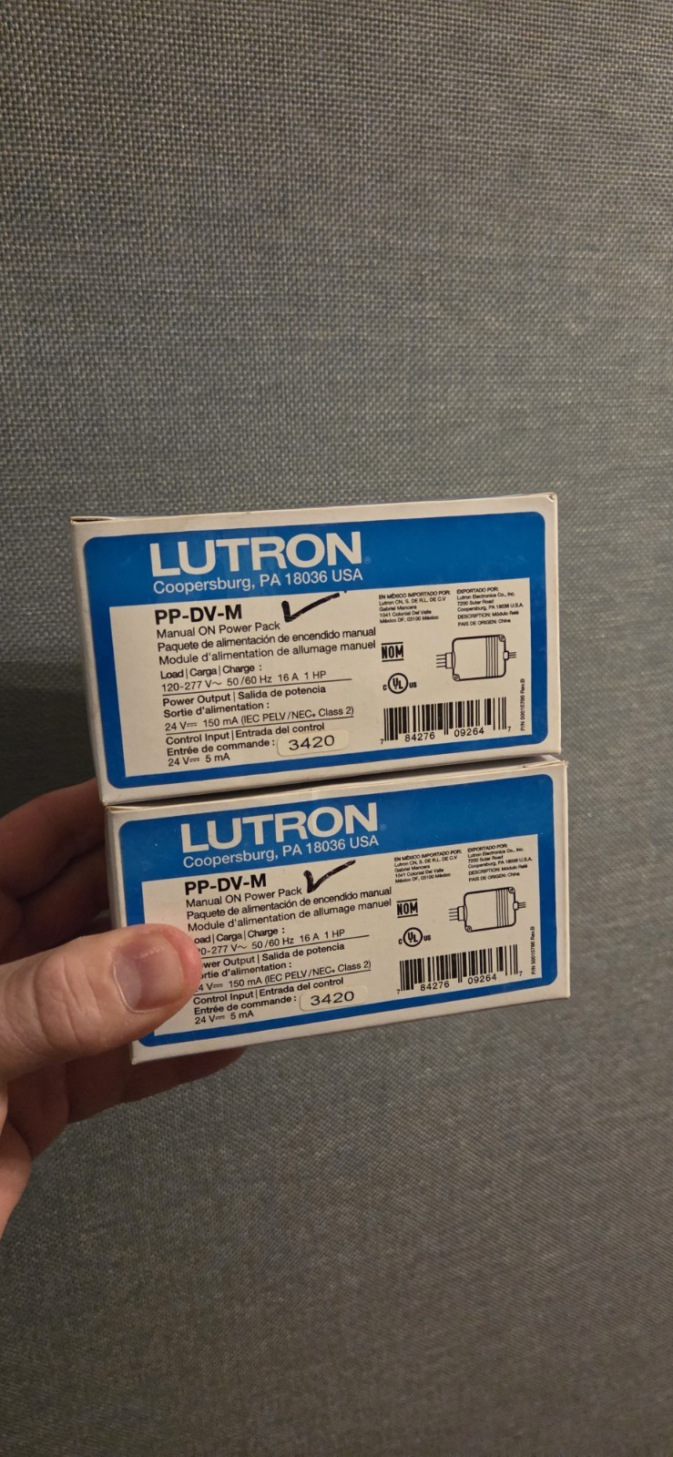Lutron PP-DV-M Manual On Power Pack 120-277 V 16 A , New In Box