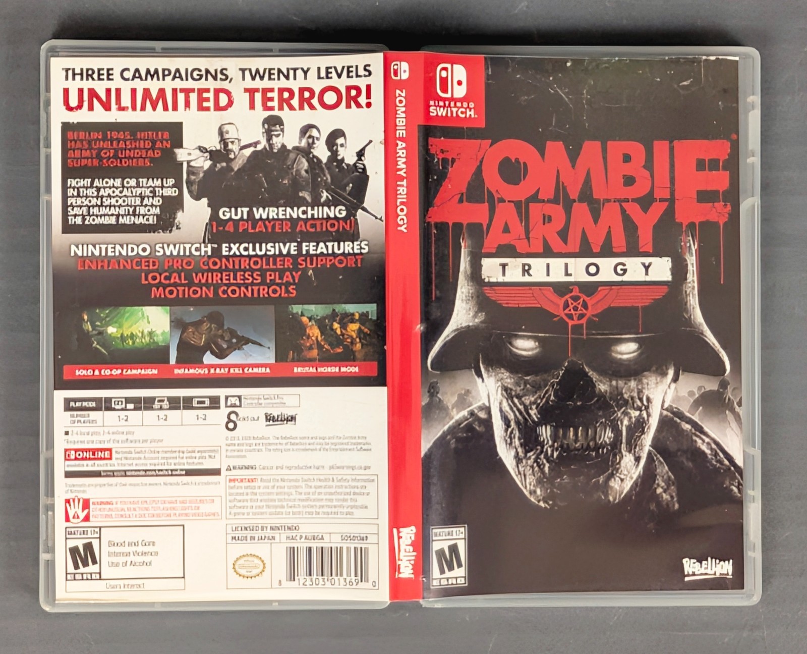 CASE ONLY Zombie Army Trilogy Case With Box Art (Nintendo Switch) Rebellion