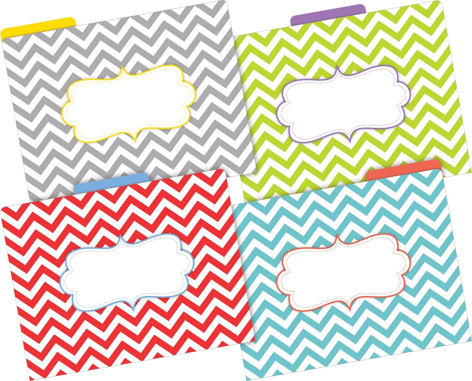 36 PCS Chevron Designer File Folders 14pt Stock Colorful Solid Inside 4395