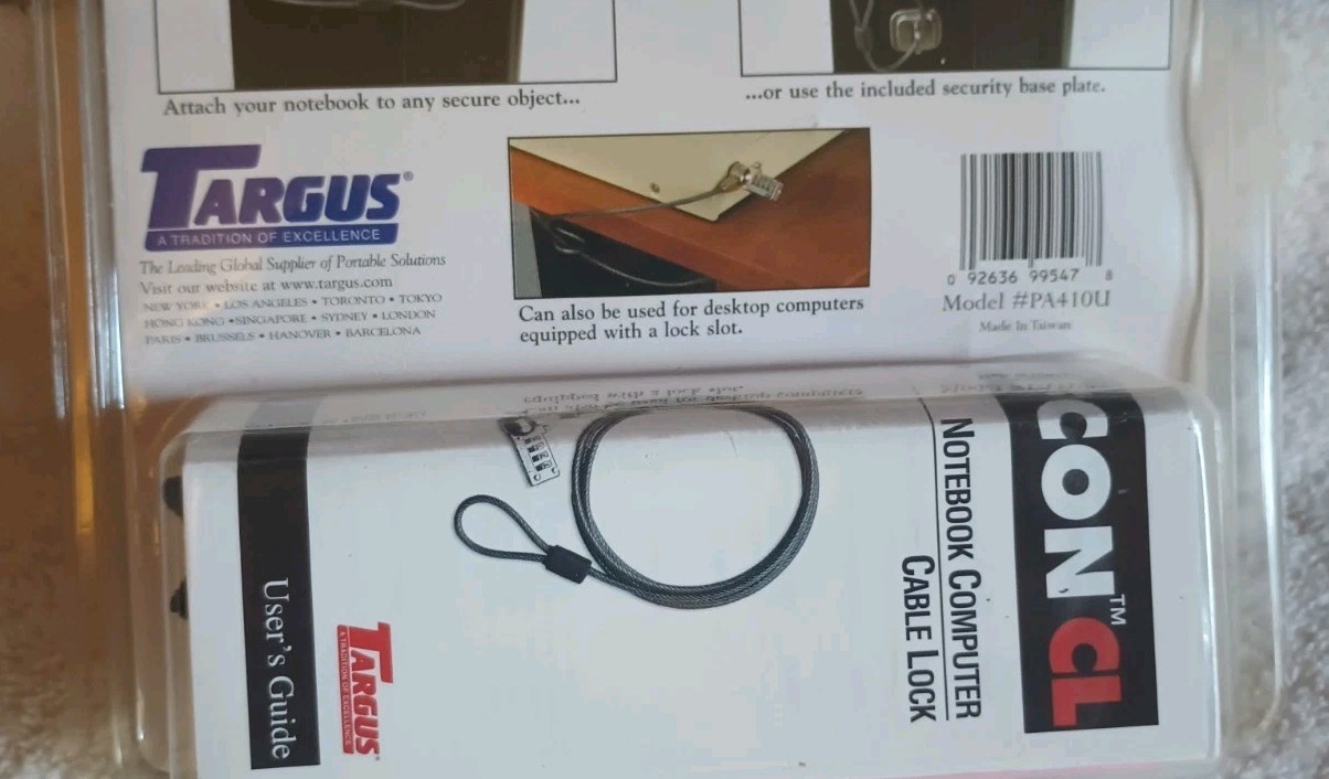 Targus Defcon CL Notebook Laptop PC Desktop Combo Cable Lock Security PA410U New