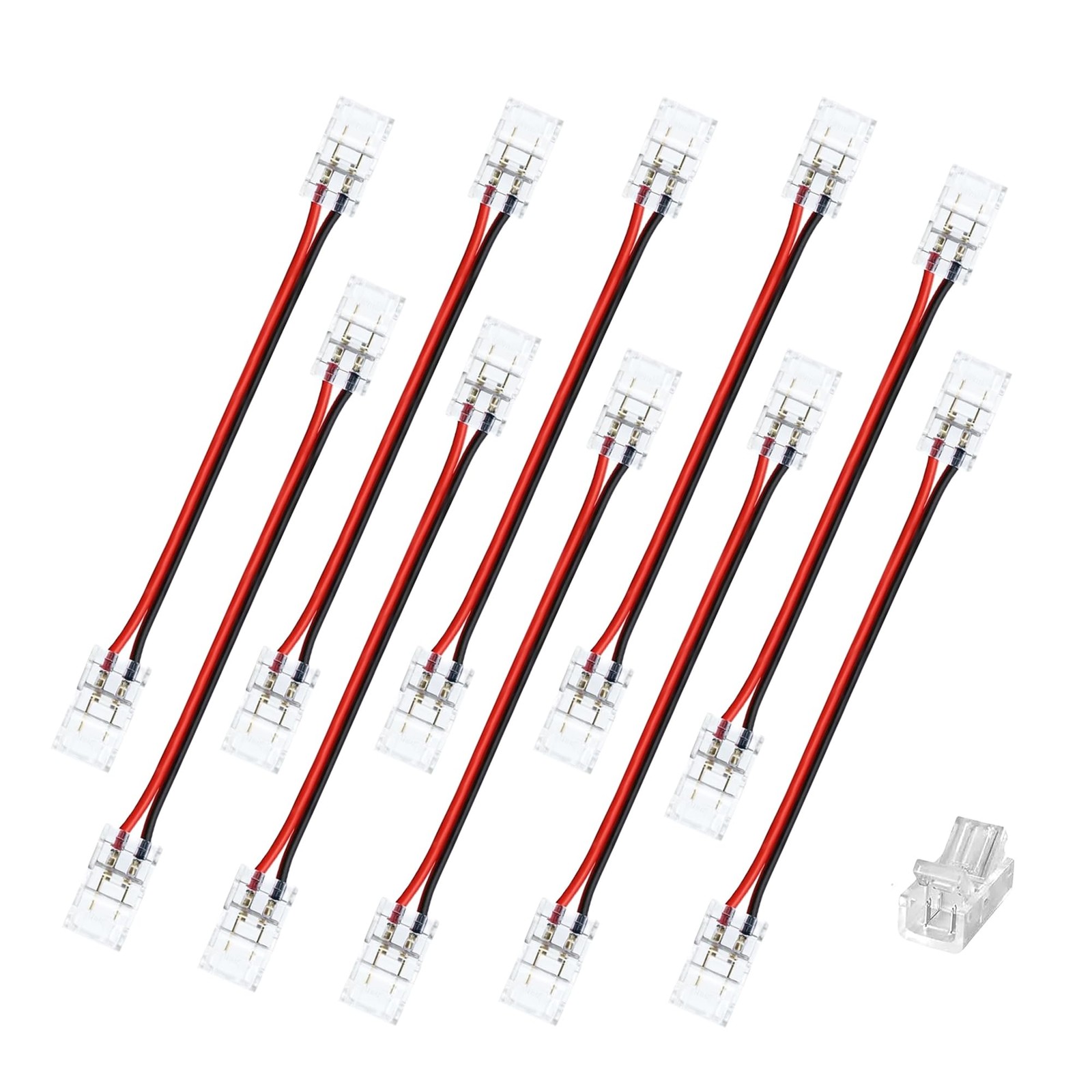 5mm 2Pin 10Pcs COB LED Strip Connectors,Double-Ended Strip to Wire Solderless...