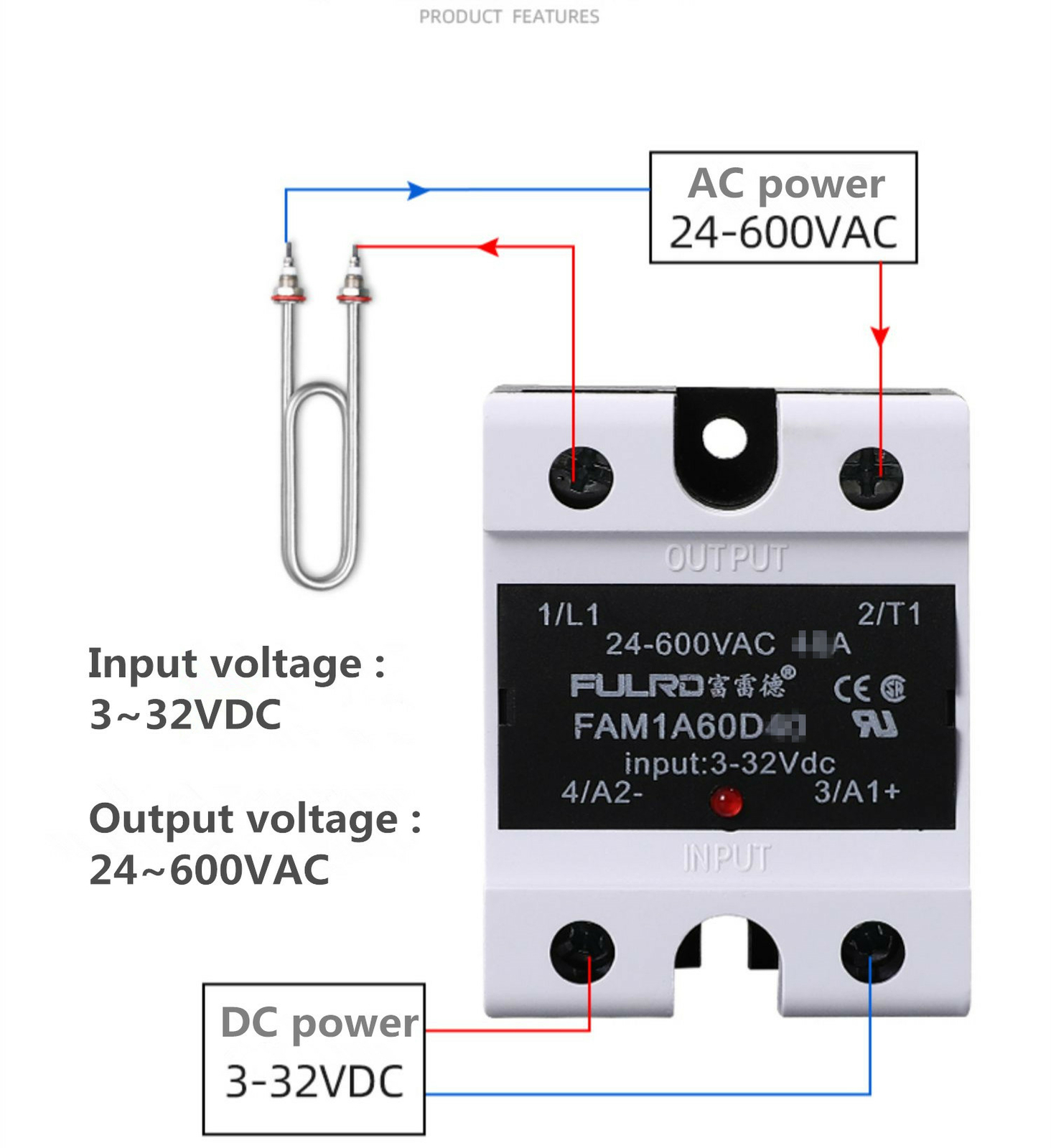 FULRD Single phase solid state relay FAM1A60D120 120A DC-AC 3~32VDC/24~600VAC