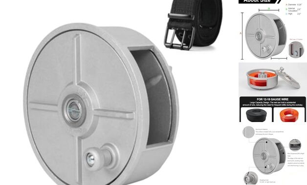 Lightweight Tie Wire Reel with Work Belt, 6.29’’ Aluminum Coil Black Work Belt