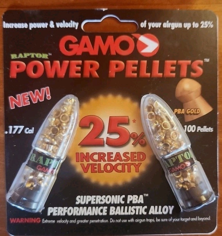 6 Pack Lot Gamo Raptor Power Pellets Supersonic PBA-18k Gold  .177cal. 100 Ct.