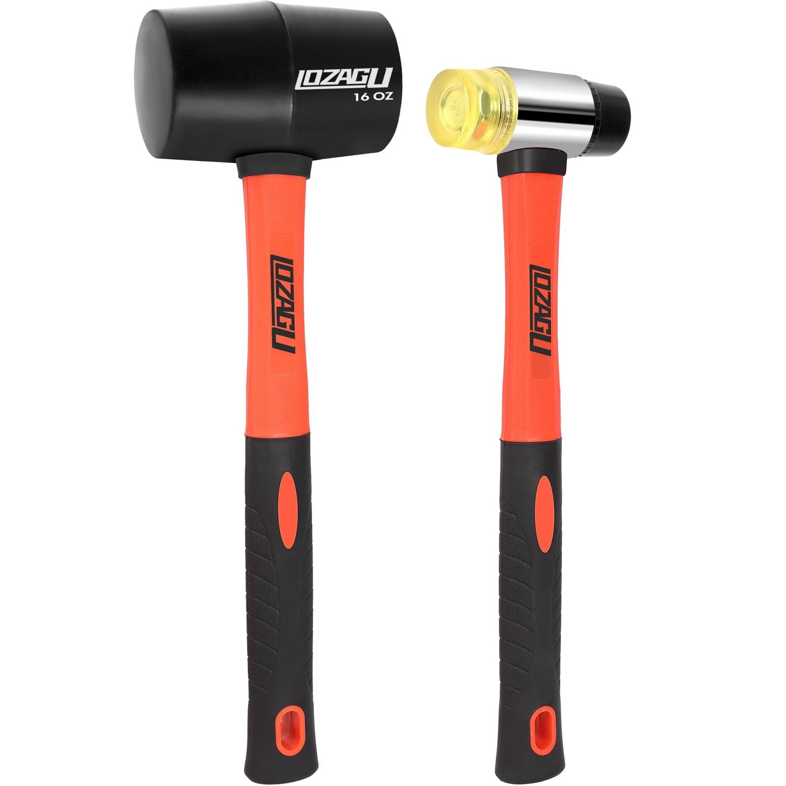 2-Pack Rubber Mallet Hammer Set, 16oz & 35mm Tool for Flooring, Tent Stakes, Woo