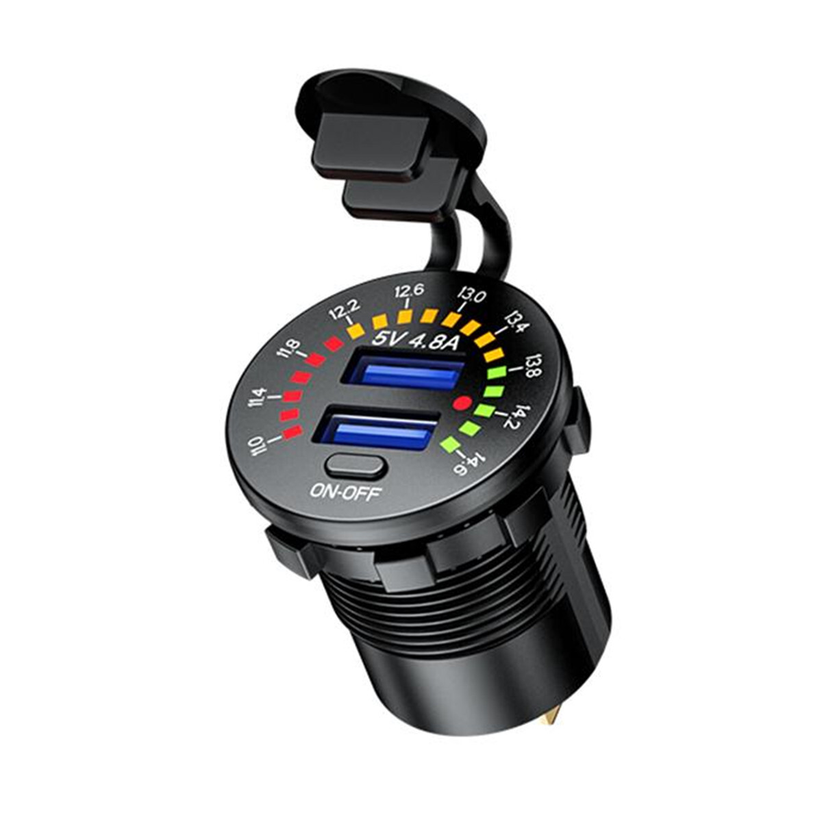 Dual USB Car Cigarette Lighter Socket Phone Charger Power Outlet W/LED Voltmeter