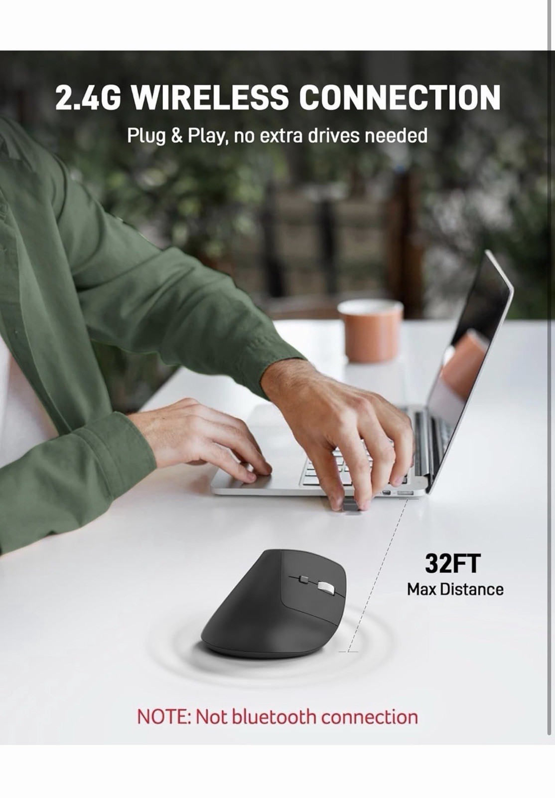 Acer Ergonomic Mouse Wireless, Adjustable DPI Vertical Mouse 1000/1200/1600