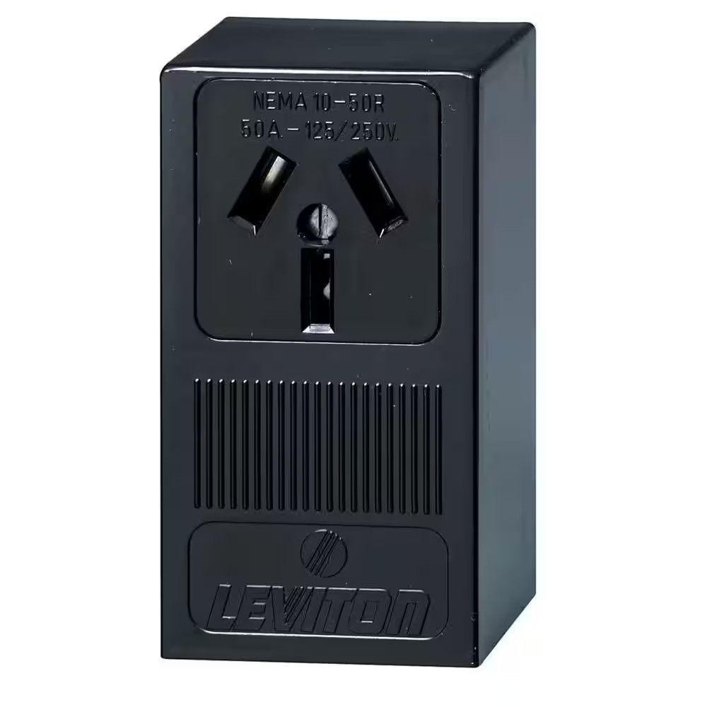 50 Amp Thermoplastic Power Single Outlet, Black