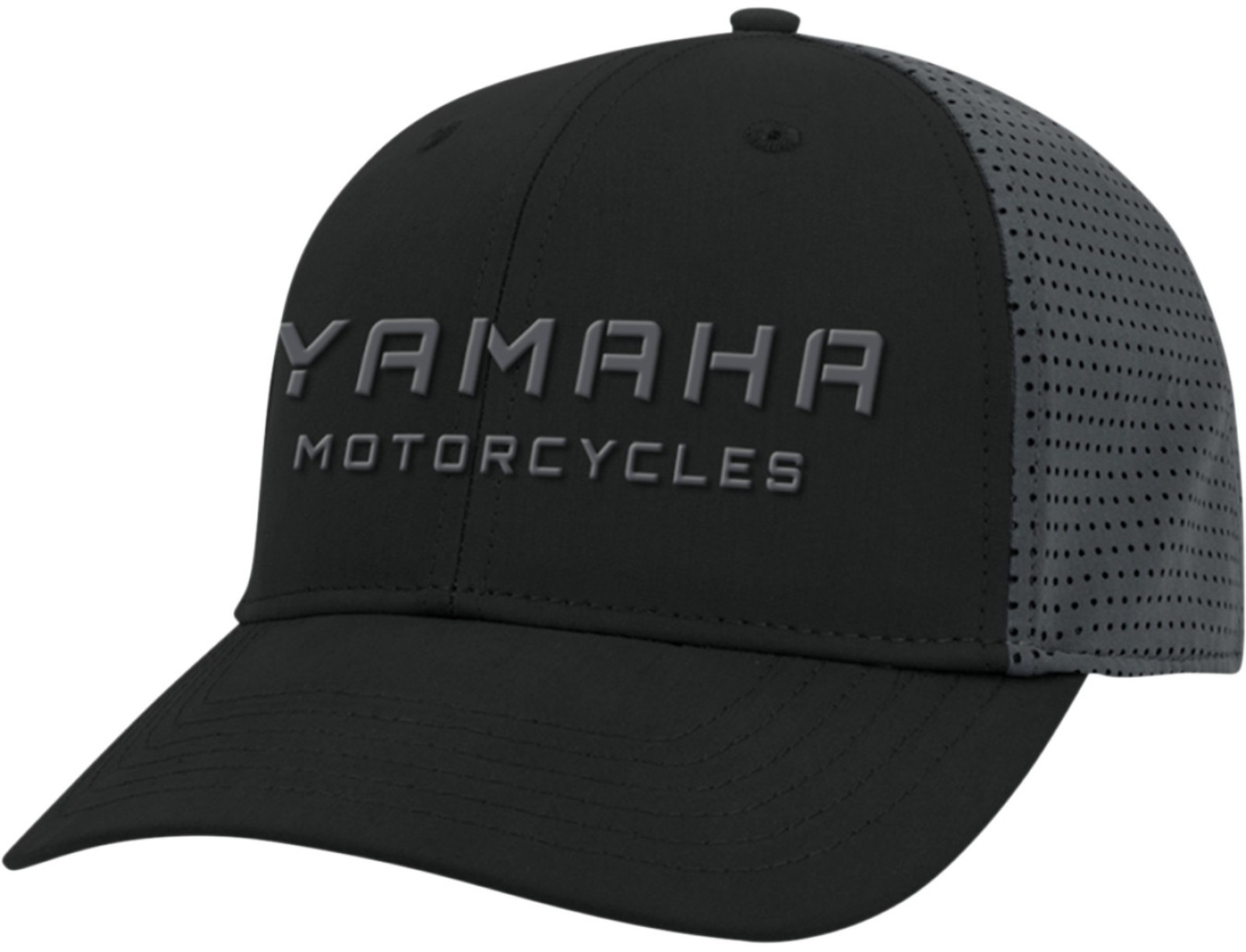 Licensed Yamaha Motorcycle Curved Bill Adjustable Hat Black/Gray