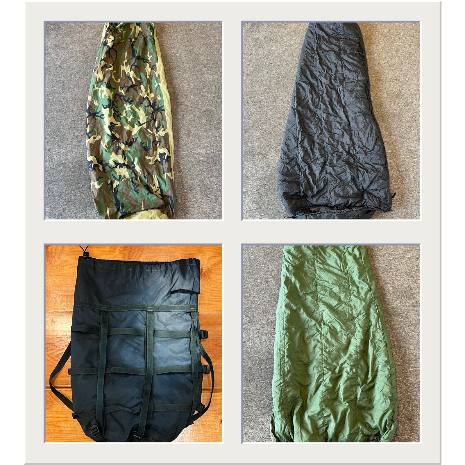 USGI 4 Piece Modular Sleep System MSS Woodland Bivy Patrol Intermediate Bag