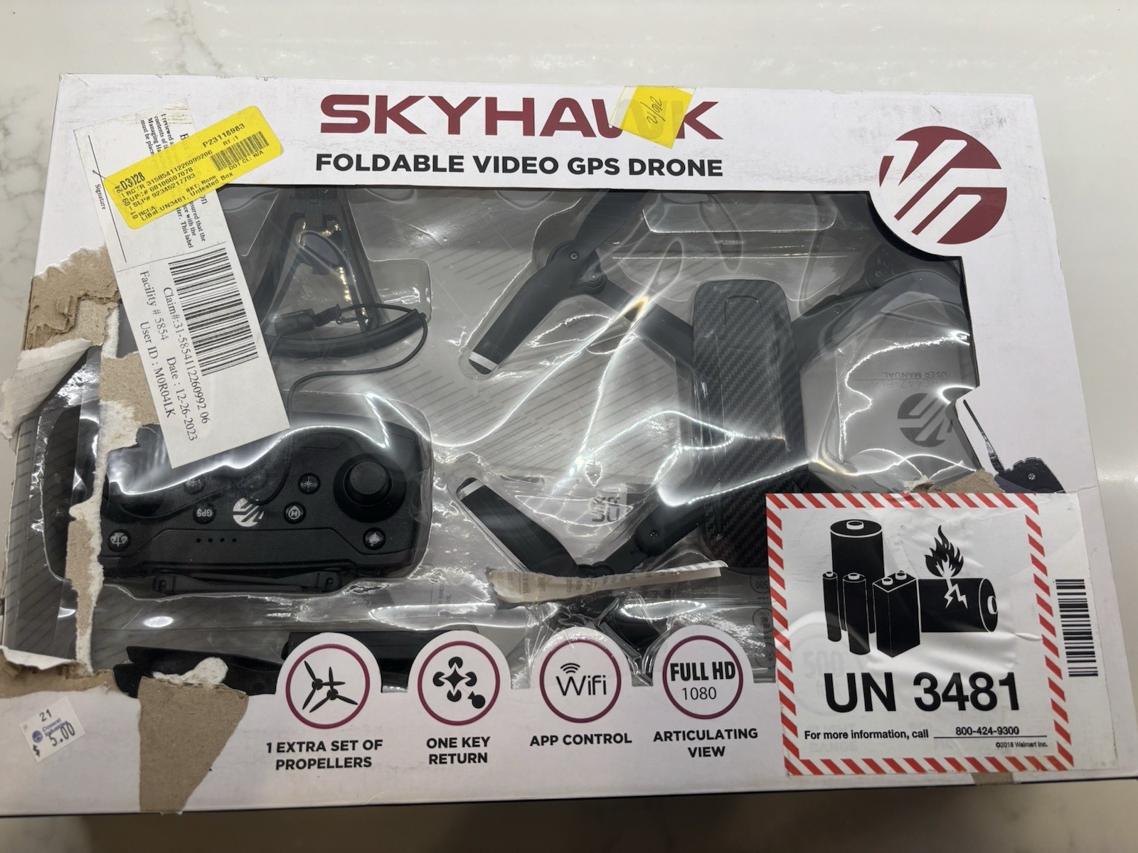 Skyhawk Foldable GPS Drone w/ 1080p HD Video, Wi-Fi App Control
