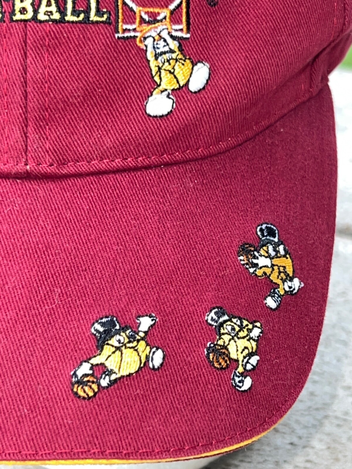 Gus Macker Basketball Maroon Yellow/Orange Black Hat Cap Hook Loop embroidered