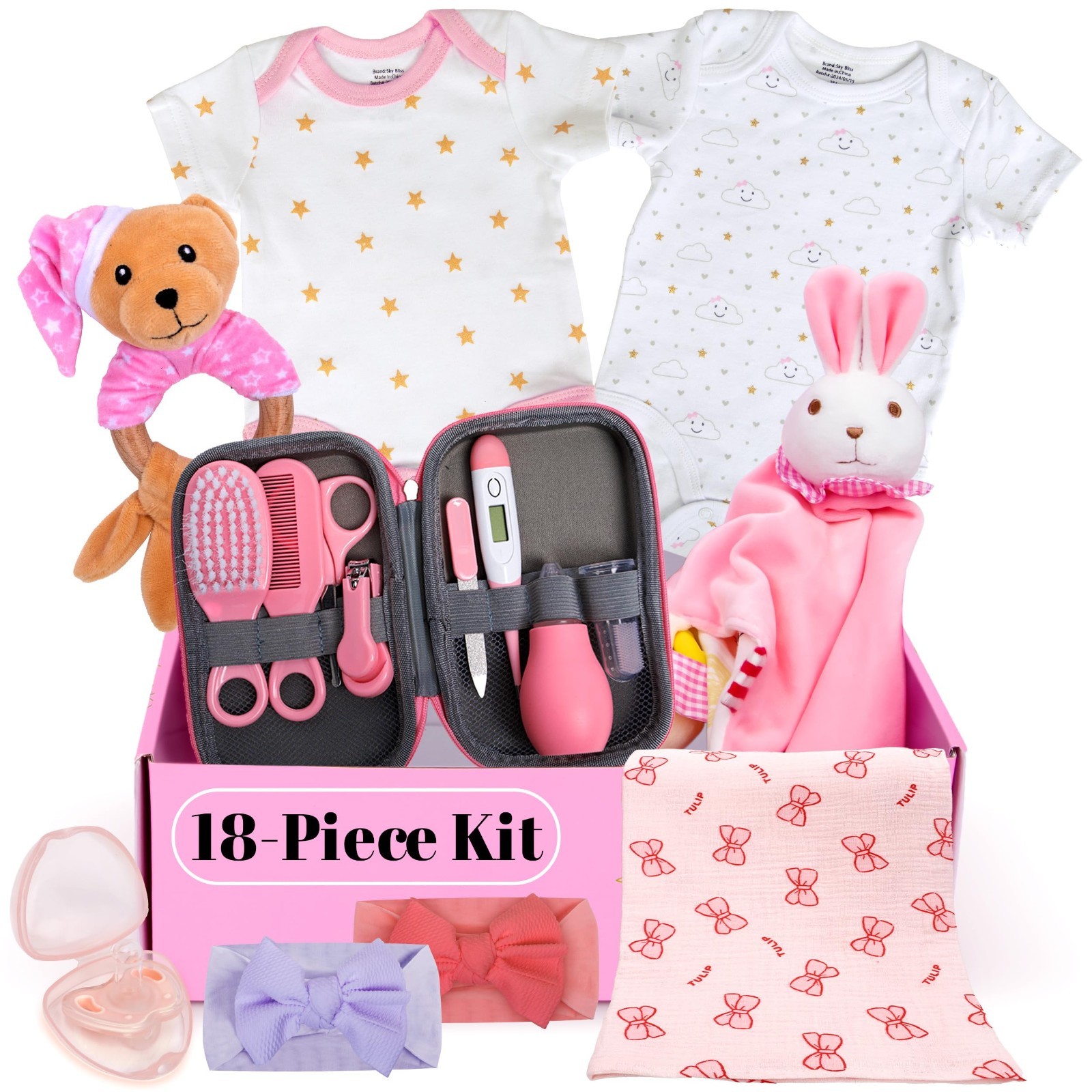 Wholesale Pallet 18-Pc Baby Girl Gift Sets - Sky Bliss Newborn Kits - 100 Units