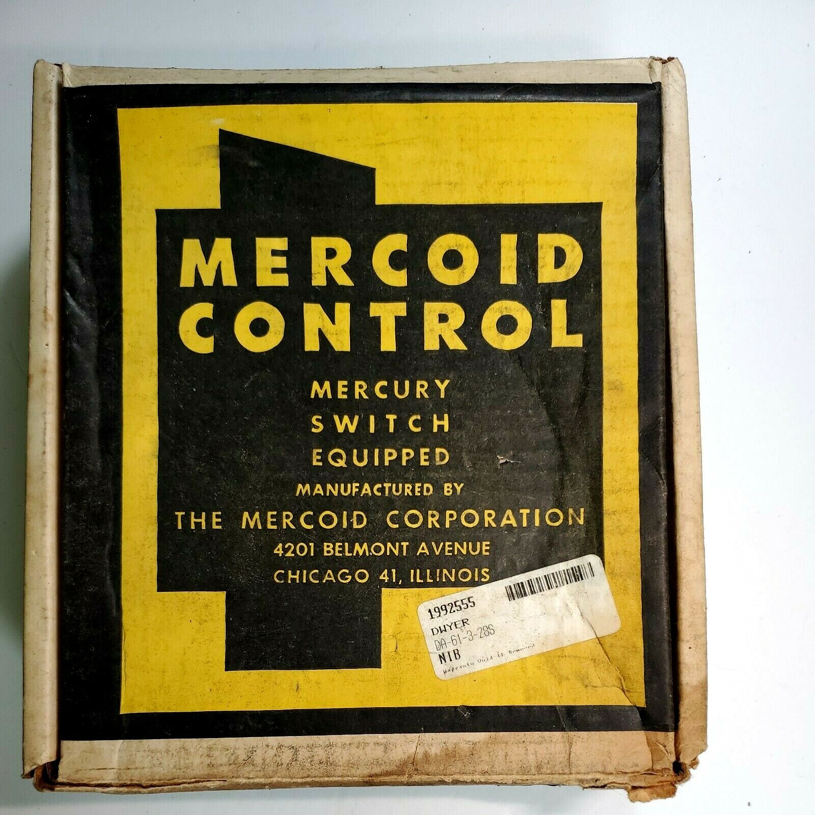 MERCOID CONTROL DA-61-3 RANGE 28S. 10" Vac. 75 Lbs. PRESSURE SWITCH