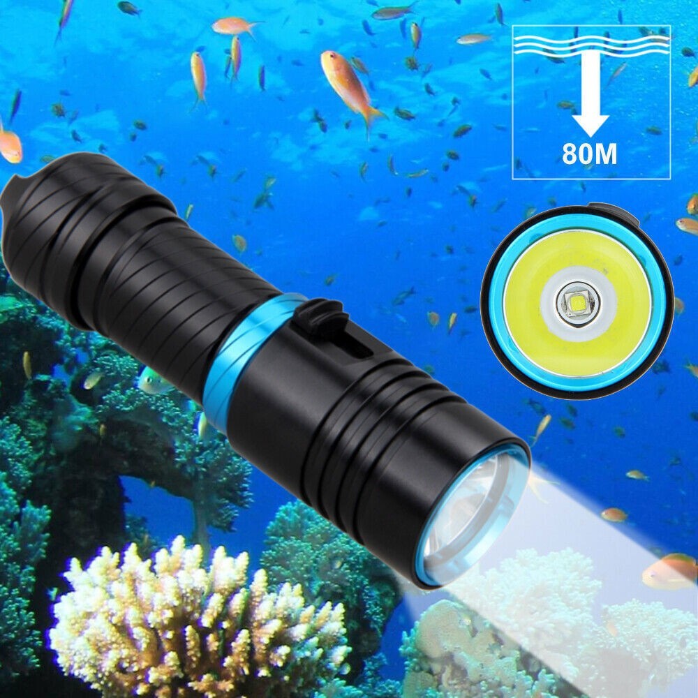 Dimmable Underwater Diving Flashlight LED Submersible Dive Torch for Underwater