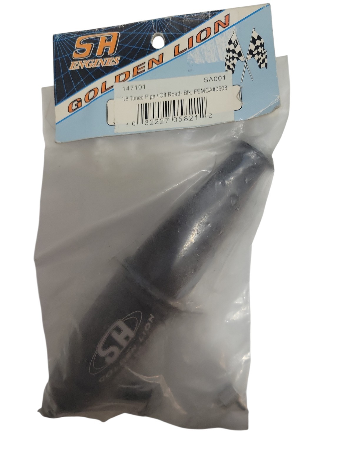SH ENGINES # 147101 1/8 TUNED PIPE OFF-ROAD BLK FEMCA #0508 - NOS