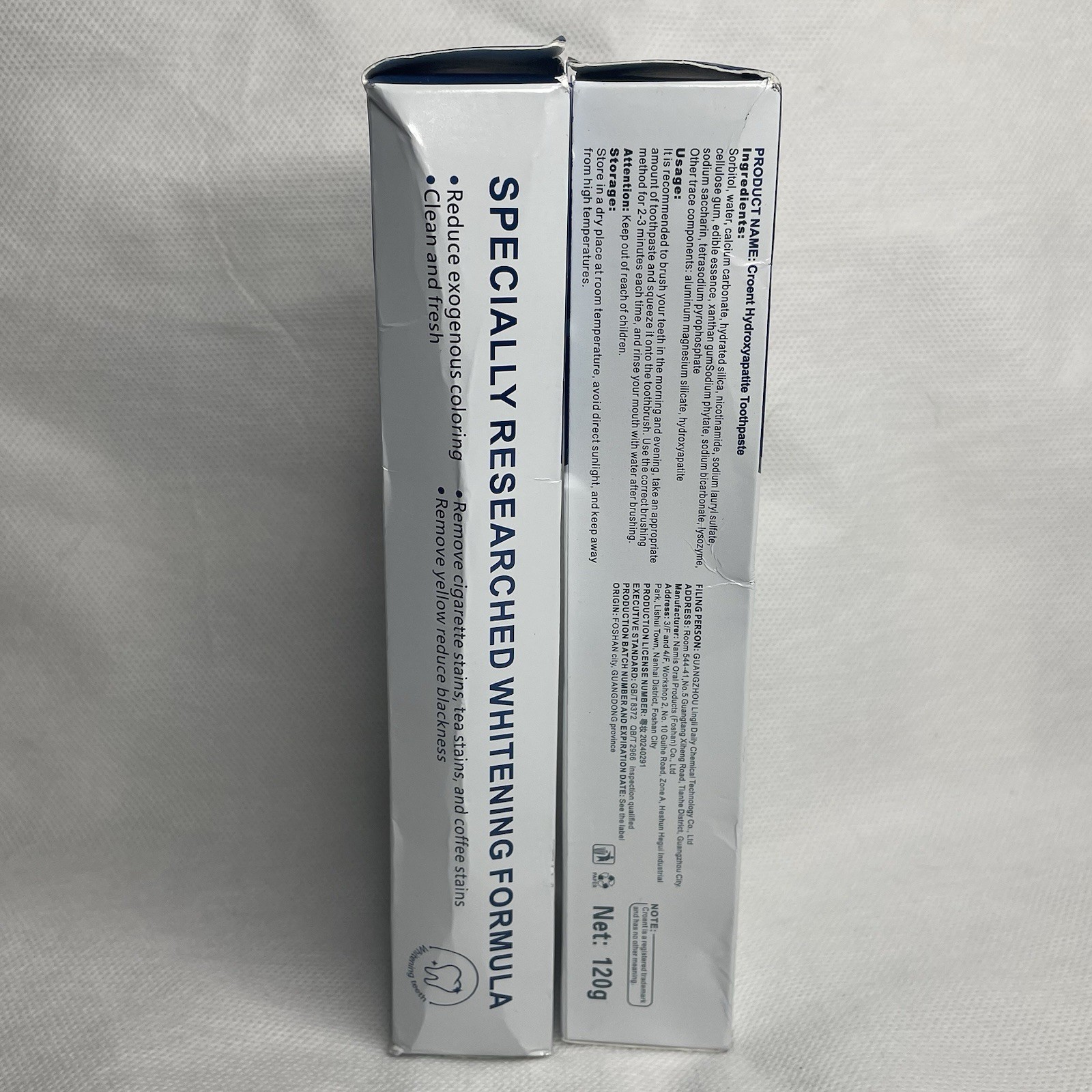Two 2 Croent 7.5% Hydroxyapatite Toothpaste Remove Yellow Stains Sensitive Teeth