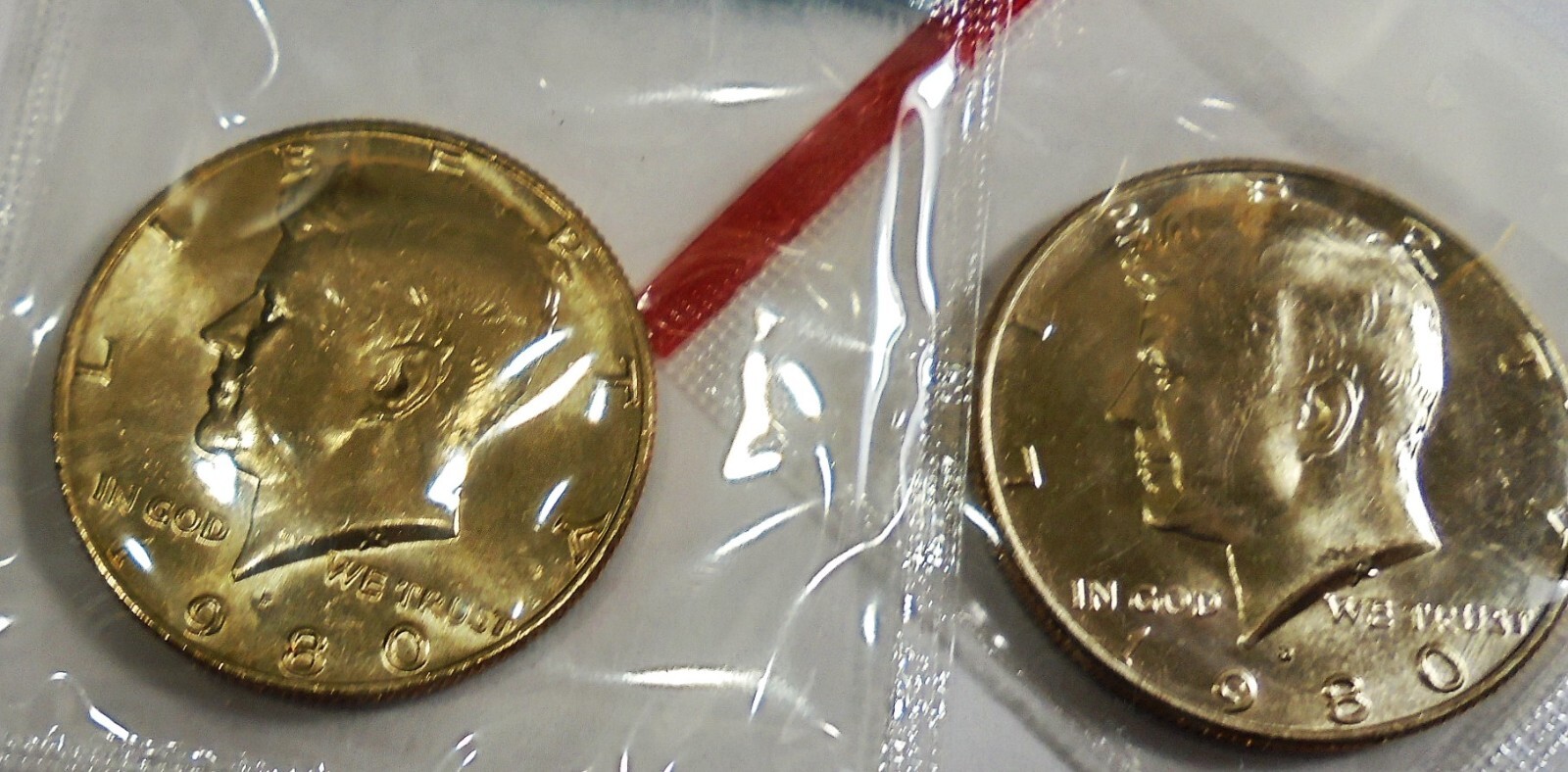 VERY NICE 1980 p, d Choice Brilliant Unc Kennedy Half Dollars From Mint Set #373