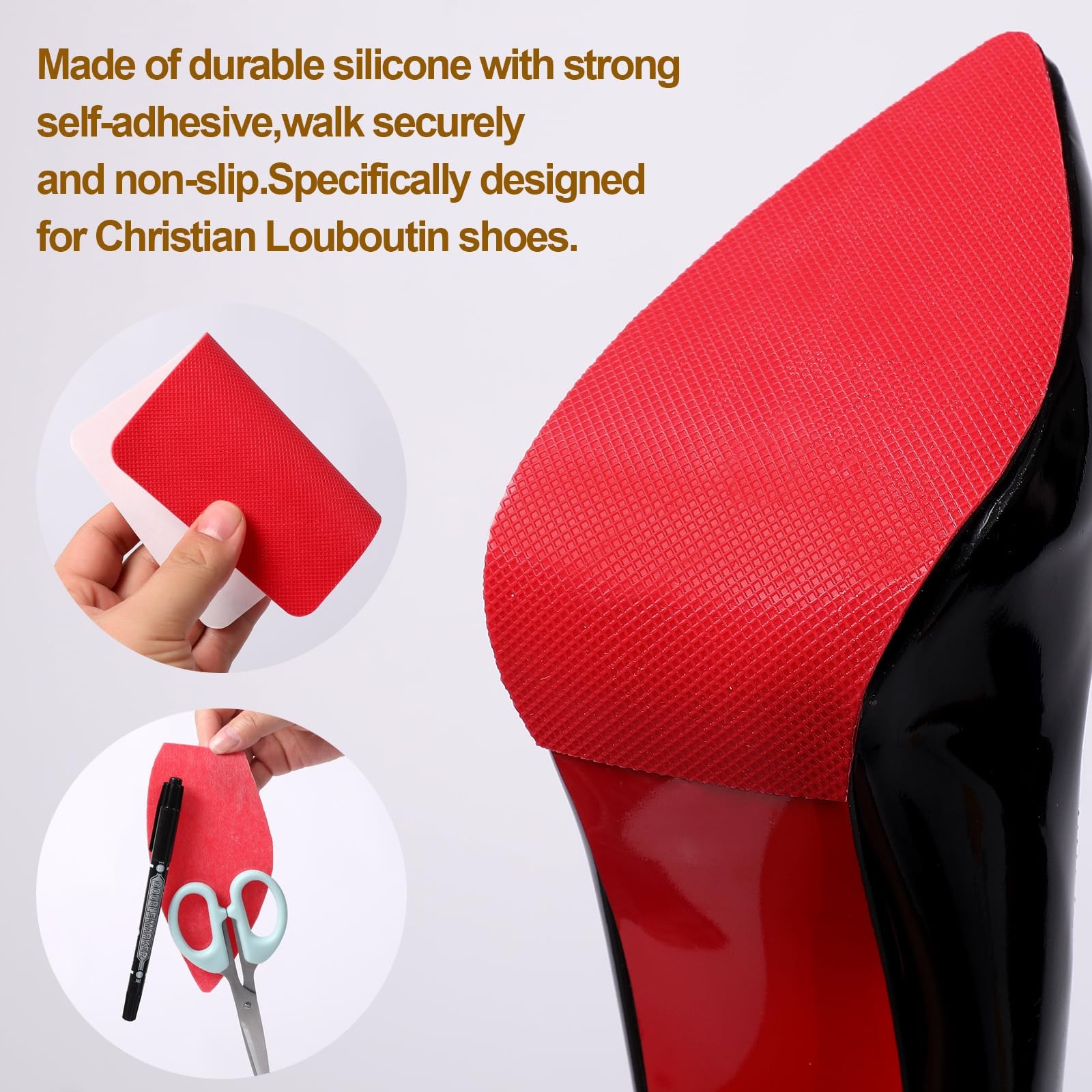 Ashoesert Red Bottoms Sole Protector,Shoe 6.0"×4.0", Red- 2 Pairs