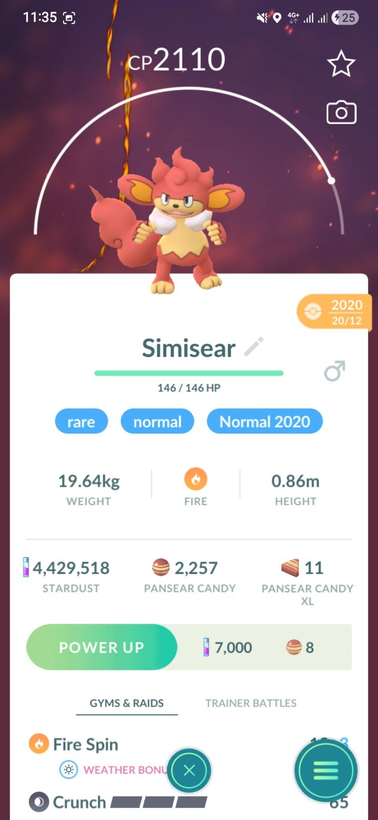 Simisear ( Pansear Evolution ) Pokemon Fast Same Day Go