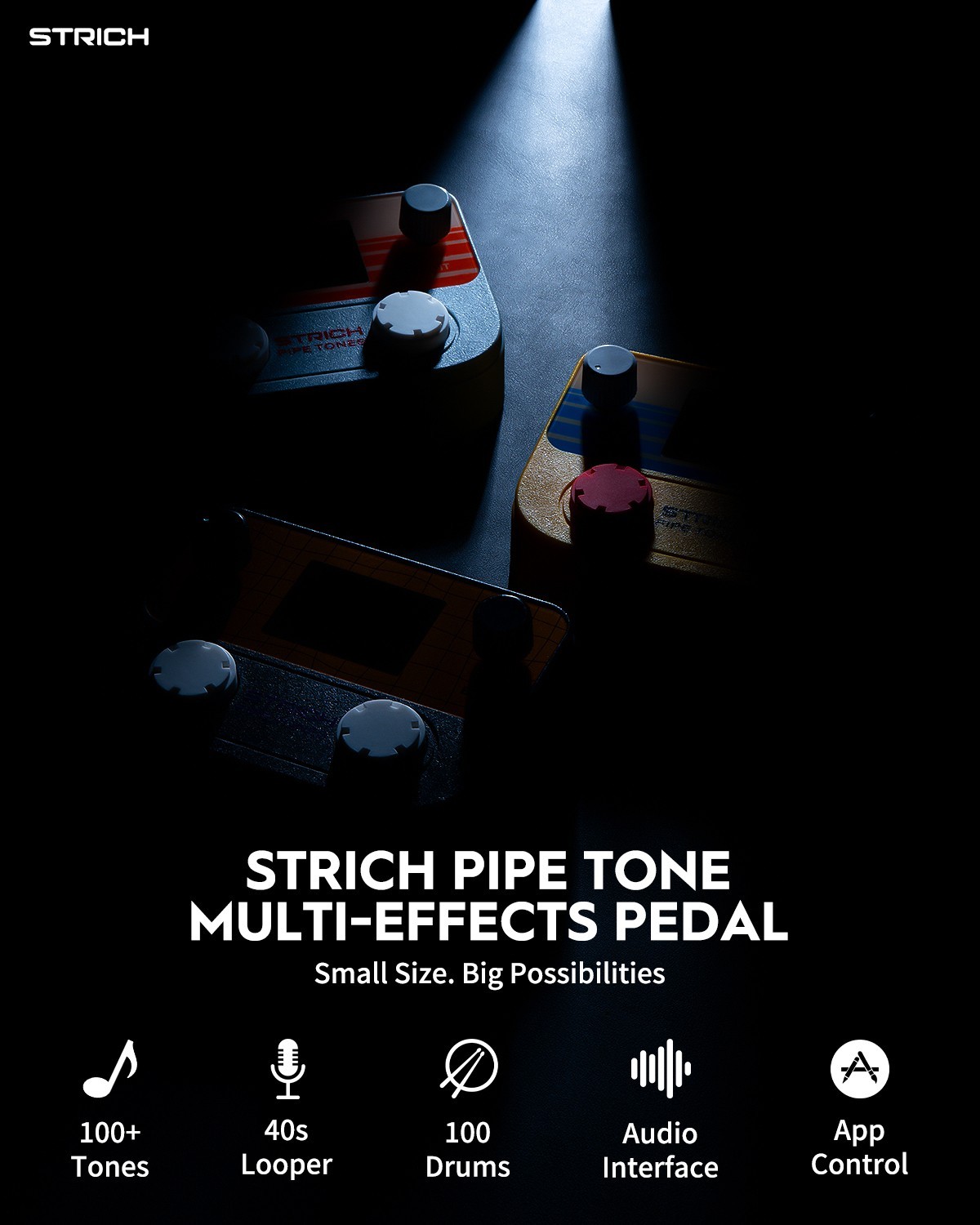 STRICH Pipe Tones Multi Effects Processor for Guitar Bass 8 Effects +Looper Drum