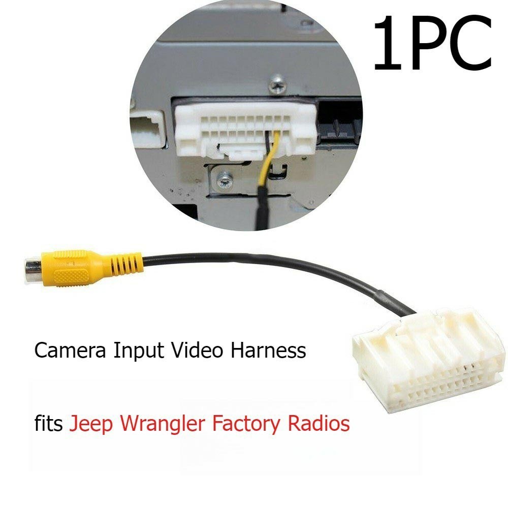 RCA Reverse Camera Adapter Cable for Jeep Wrangler OEM Head Unit Connection